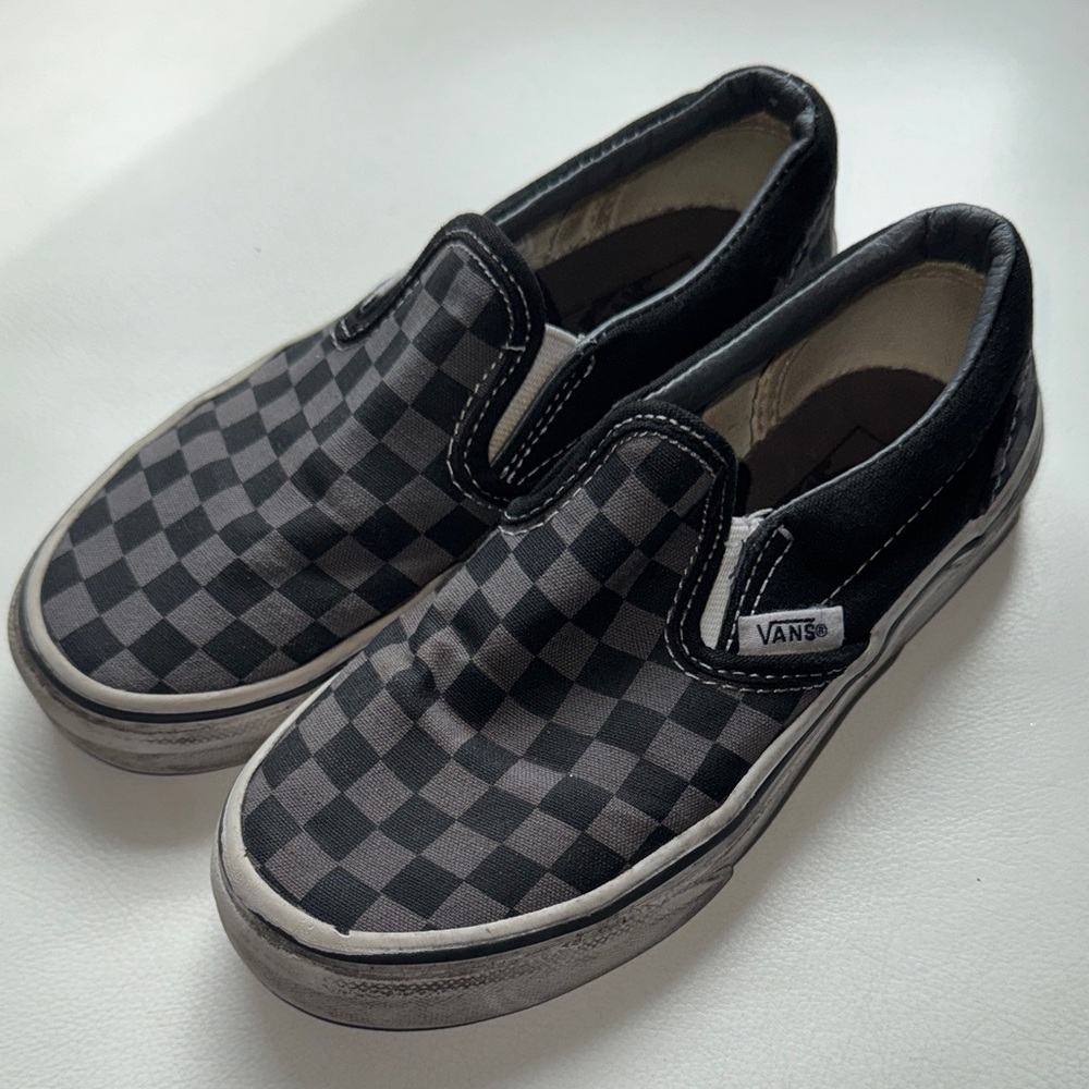 Vans Slip-On Checkerboard Sneakers
Size Kids 13.5 Shoes | Black Gray Check